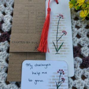 Bookish Gift Set with Reading List, Botanical Bookmark, and Affirmation Card – My challenges etc. Red