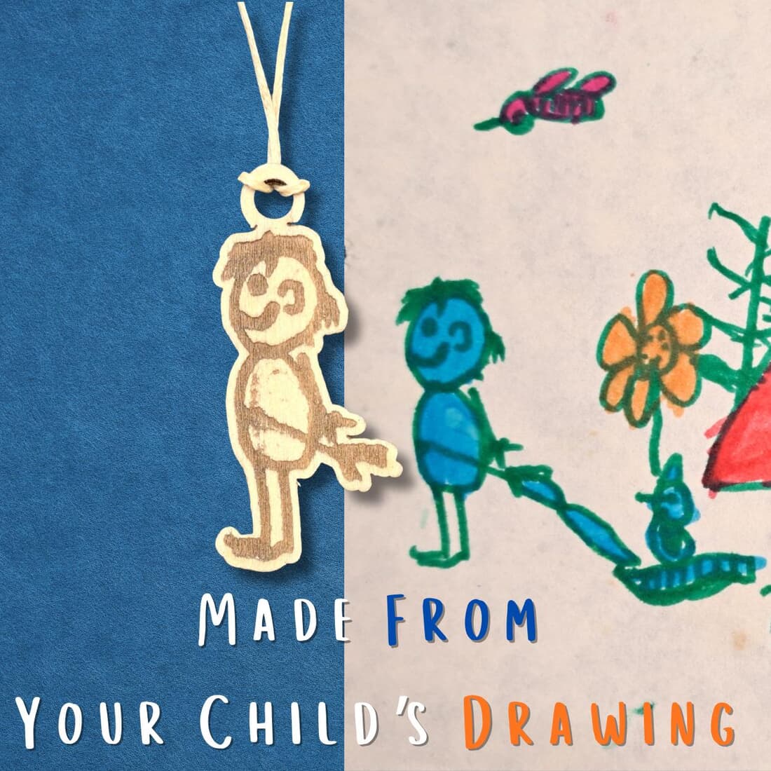 Custom Wooden Jewellery from Children’s Drawings | Custom Laser Cut Jewellery | Kids Artwork Gift | - Image 9