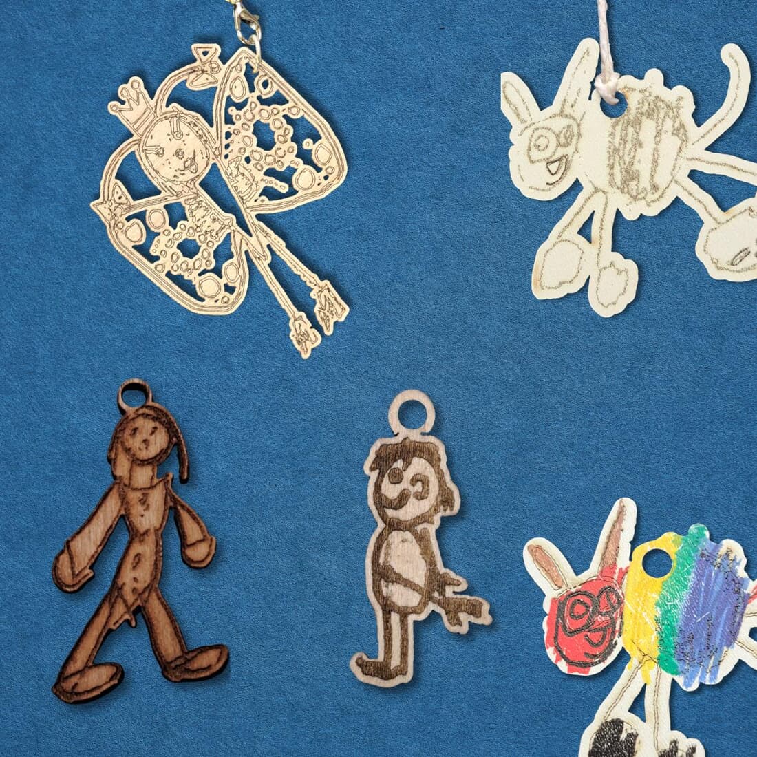 Custom Wooden Jewellery from Children’s Drawings | Custom Laser Cut Jewellery | Kids Artwork Gift | - Image 6