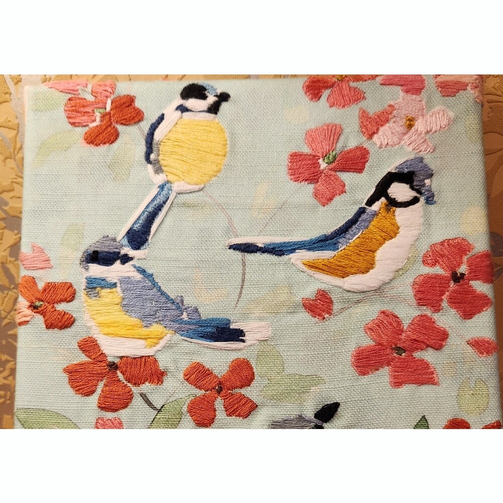 Birds and Blossom Embroidered Wall Art - Image 3