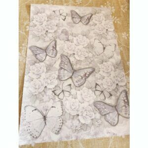 Set of 2 vintage style floral papers with butterflies