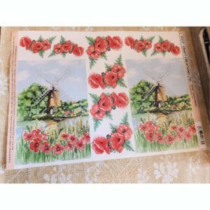 Windmill in Poppy Field Cardmaking Paper