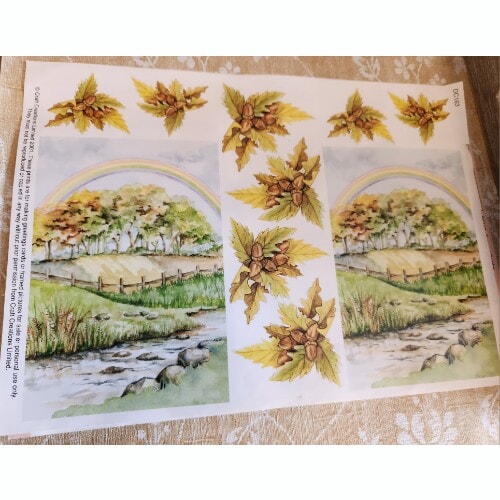 Pretty Autumnal River Scene with rainbow, cardmaking