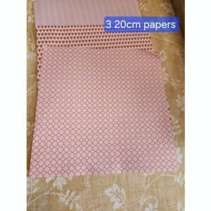 Paperstock, Set of 3 20 by 20 cm pink papers, cardmaking