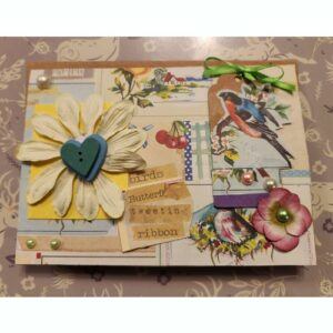 Vintage style card with birds and flowers