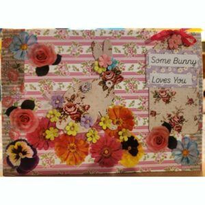 Rabbit with flowers Birthday Card