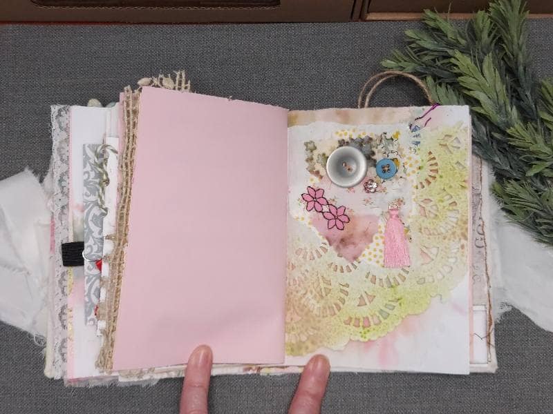 Handmade Journal with Mixed Papers & Botanical Details - Image 5