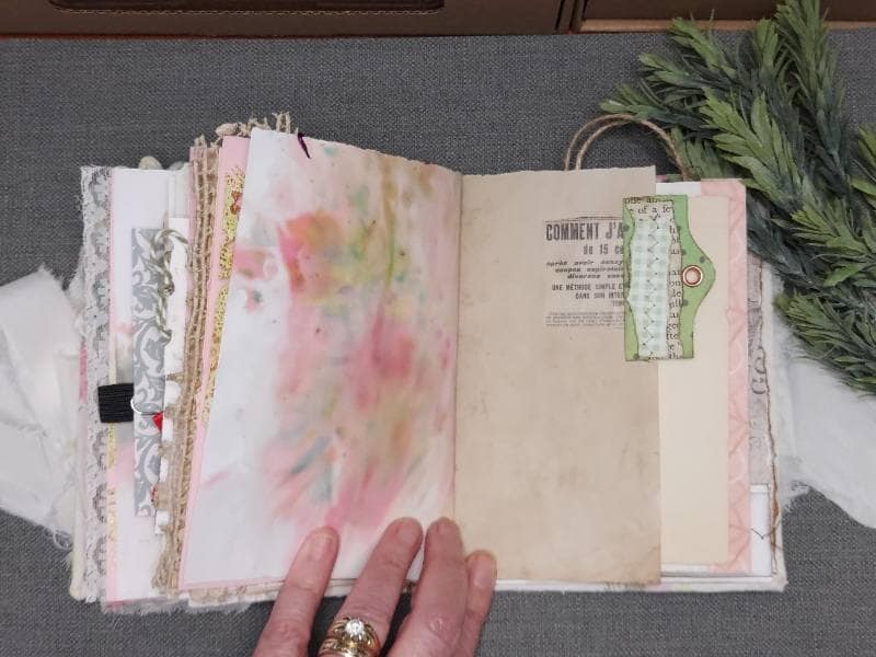 Handmade Journal with Mixed Papers & Botanical Details - Image 4