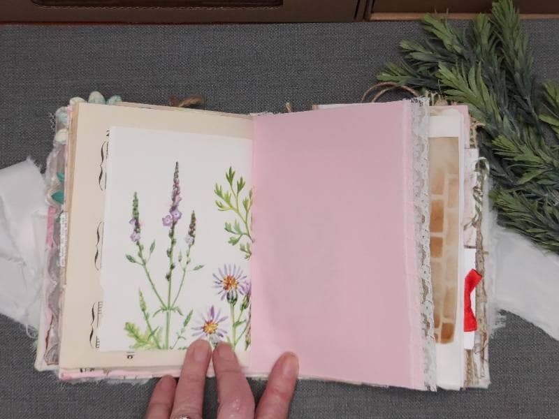 Handmade Journal with Mixed Papers & Botanical Details - Image 8