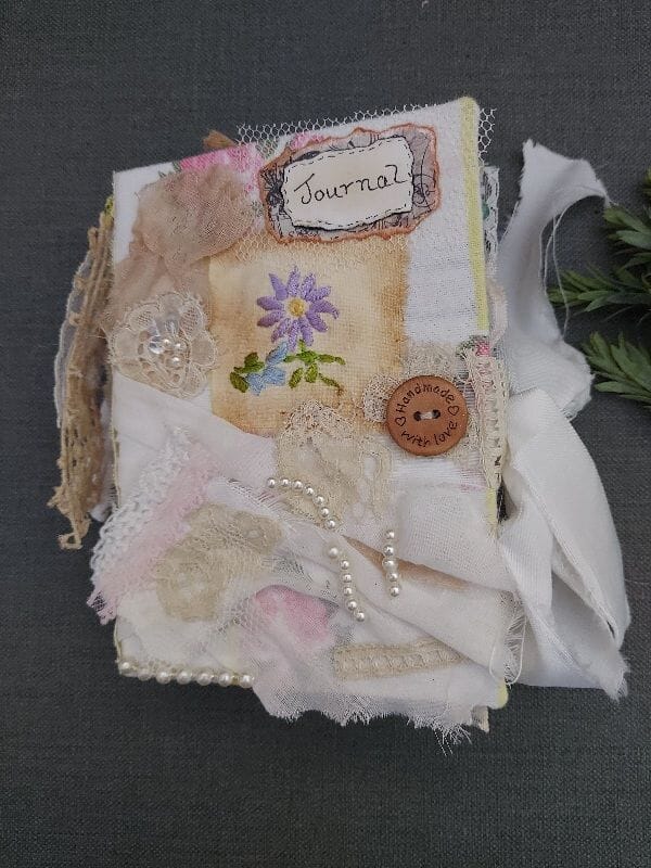 Handmade Journal with Mixed Papers & Botanical Details