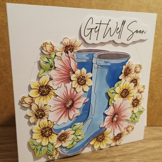 Ready made Get Well Soon Blue Boots & Blooms - Image 2