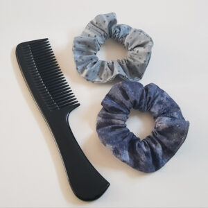 Handmade Grey Scrunchie Set of 2 - Spotty and Sparkle Glitter Fabric Hair Scrunchies