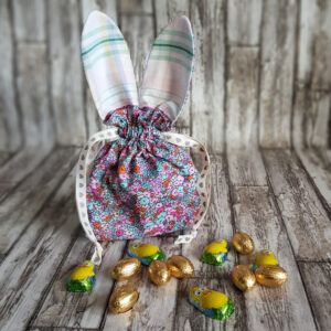 Handmade Mini Bunny Ears Treat Bag - Eco Friendly Reusable Cotton Easter Gift Bag