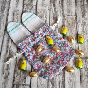 Handmade Mini Bunny Ears Treat Bag - Eco Friendly Reusable Cotton Easter Gift Bag