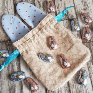 Handmade Mini Bunny Ears Treat Bag - Reusable Easter Gift Bag in Blue