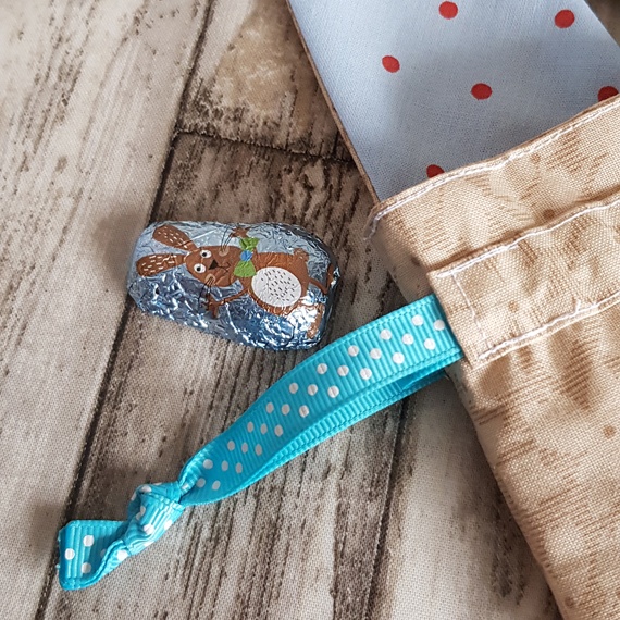 Handmade Mini Bunny Ears Treat Bag - Reusable Easter Gift Bag in Blue