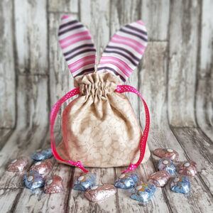 Handmade Mini Bunny Ears Treat Bag - Reusable Easter Gift Bag in Pink