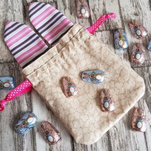 Handmade Mini Bunny Ears Treat Bag - Reusable Easter Gift Bag in Pink