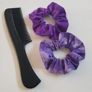 Handmade Purple Scrunchie Set of 2 - Botanical and Sparkle Glitter Fabric Hair Scrunchies