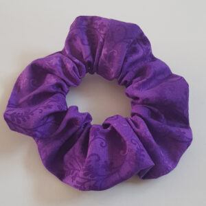 Handmade Purple Scrunchie Set of 2 - Botanical and Sparkle Glitter Fabric Hair Scrunchies