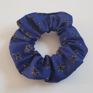 Handmade Star Print Scrunchie Set of 2 - Blue and Gold Stars, Black and White Stars