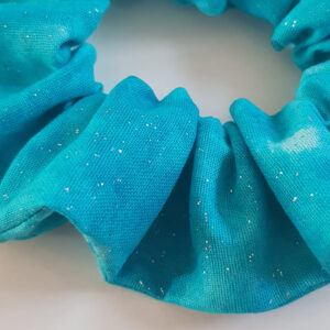 Handmade Turquoise Scrunchie Set of 2 - Geometric and Sparkle Glitter