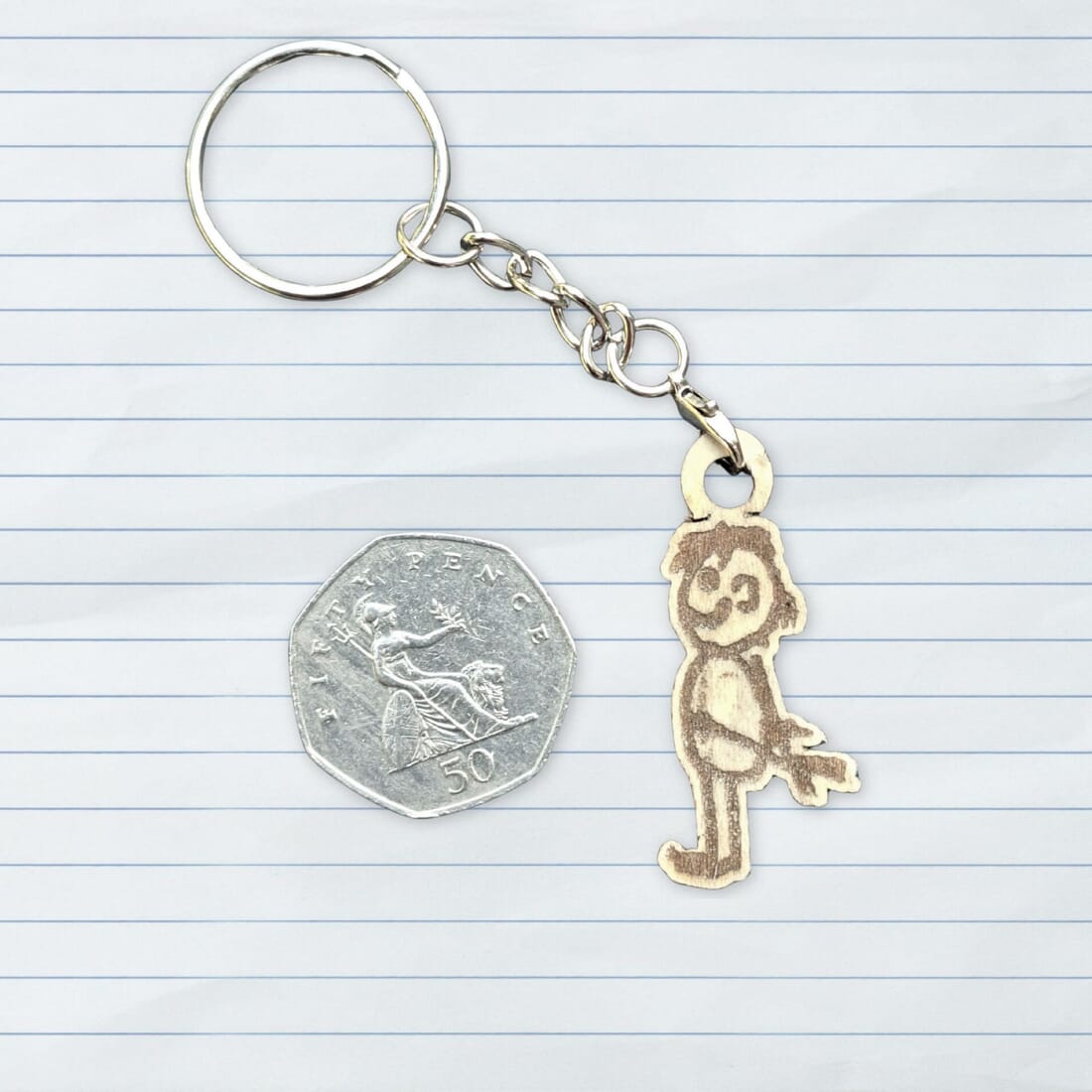 Personalised Wooden Keyring from Child’s Drawing | Custom Laser Cut Jewellery | Kids Artwork Gift | wood colour - Image 7