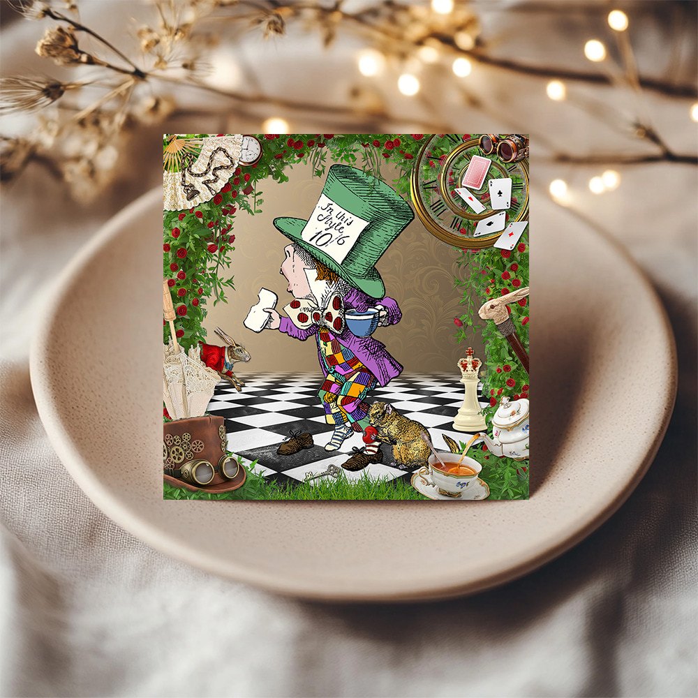 Hatter card on a plate