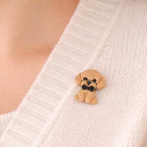Handmade Polymer Clay Cavapoo Dog Charm with Black Bow Tie – Cute Cavapoo Gift UK