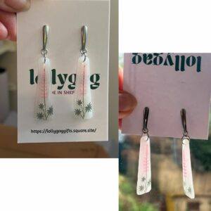 Soft Botanical Drop Earrings – Pink Stem Design