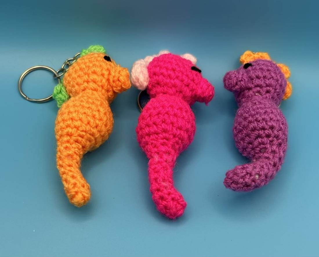 Adorable Crochet Seahorse Keyrings - UKCA Tested