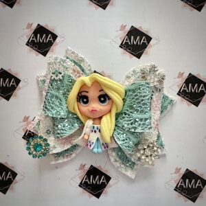 Snowflake and Blue Glitter Ice Princess Hair Bow for Girls