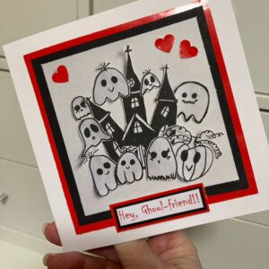 Valloween/Galentine Card-5.5”sq with envelope. Alternative to Valentine’s Day!