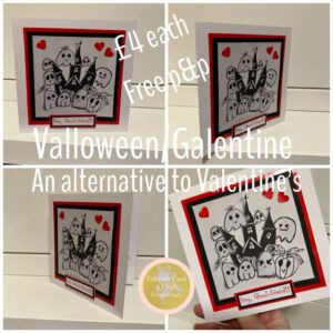 Valloween/Galentine Card-5.5”sq with envelope. Alternative to Valentine’s Day!