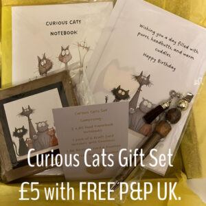 Curious Cats Gift Set- Quirky stationery set for Cat Lovers.