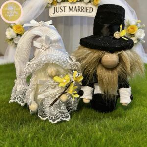 Mr & Mrs Wedding Gonks. Cute Couple Mini-Presentation collectible Art Doll Ornamental Decorative Gifts.