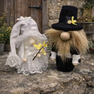 Mr & Mrs Wedding Gonks. Cute Couple Mini-Presentation collectible Art Doll Ornamental Decorative Gifts.