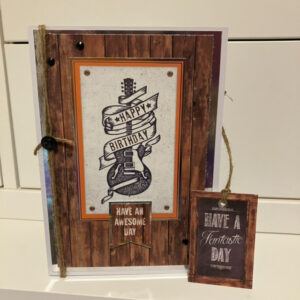 A5 Guitar Theme Birthday Card with Co-ordinating Gift Tag and envelope