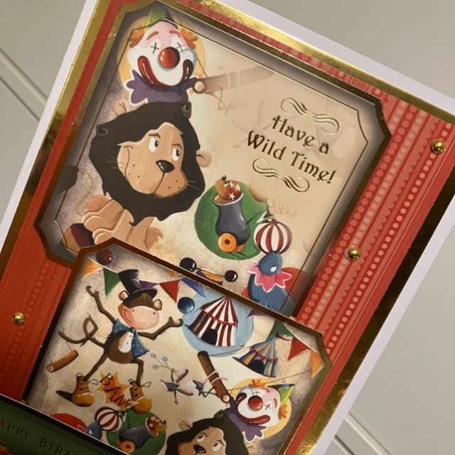 A5 Circus Theme Birthday Card with Co-ordinating Gift Tag and envelope - Image 6