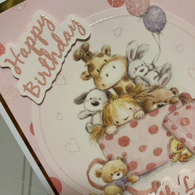 A5 Pink Toy Box Cuties Birthday Card with Co-ordinating Gift Tag and envelope - Image 3