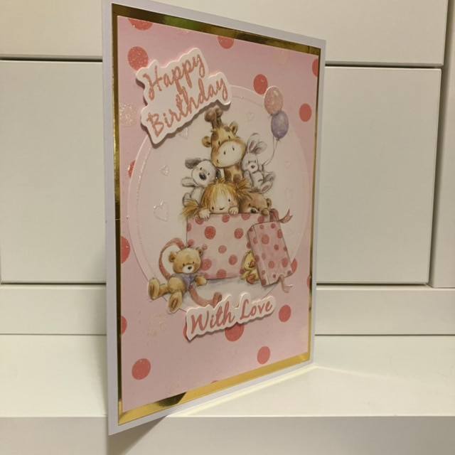 A5 Pink Toy Box Cuties Birthday Card with Co-ordinating Gift Tag and envelope - Image 4