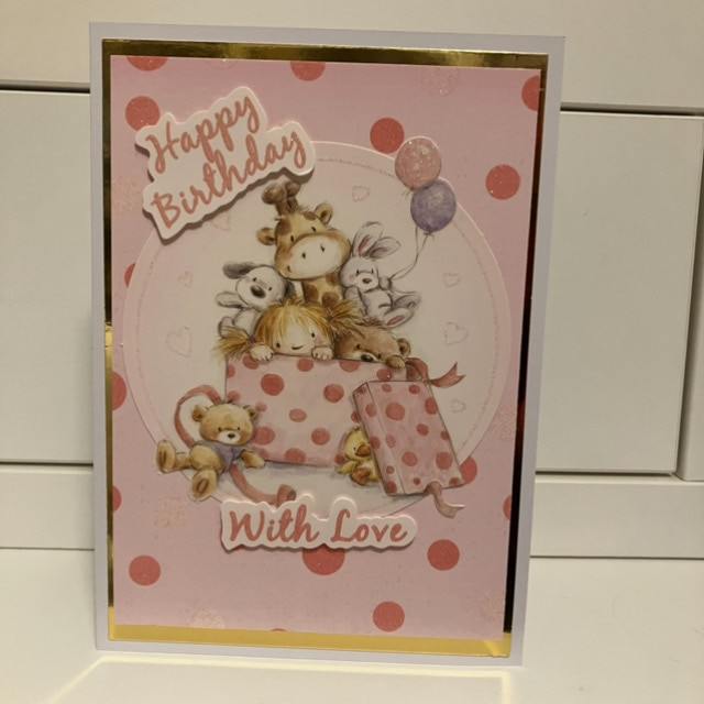 A5 Pink Toy Box Cuties Birthday Card with Co-ordinating Gift Tag and envelope - Image 6