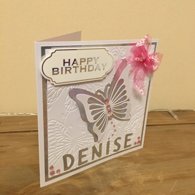 Beautiful Butterfly 5.5” square Card. Personalised and choice of colour scheme and style. - Image 2