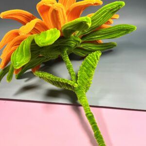 Extra Large Fuzzywire Sunflower with Woven Leaves – Home Decor or Bridal Bouquet