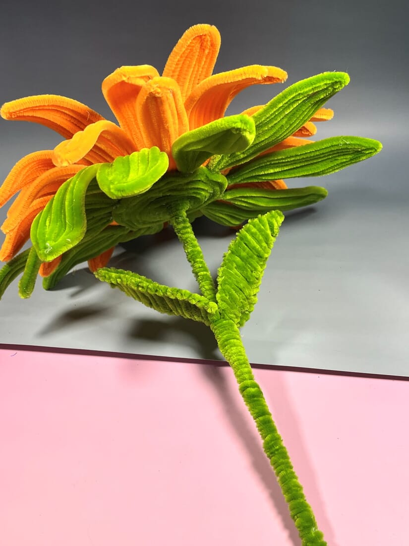 Extra Large Fuzzywire Sunflower with Woven Leaves - Home Decor or Bridal Bouquet - Image 2