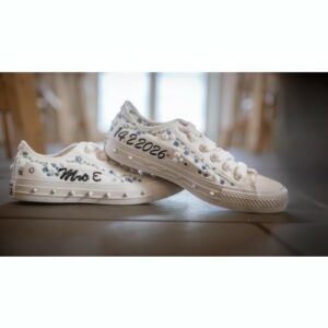 Custom designed and hand embroidered Canvas Wedding Pumps