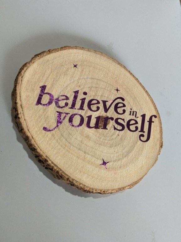 Positive Quote Wood Slice Coasters with Green Felt Backing - Image 4