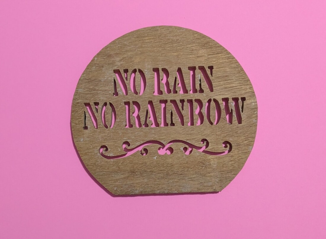 No Rain No Rainbow Wooden Plaque - Handcrafted Real Wood Decor