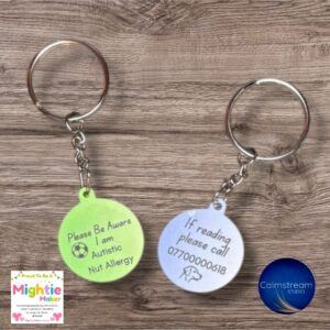 Personalised Awareness Keyring – Customisable Emergency Contact & Awareness Details