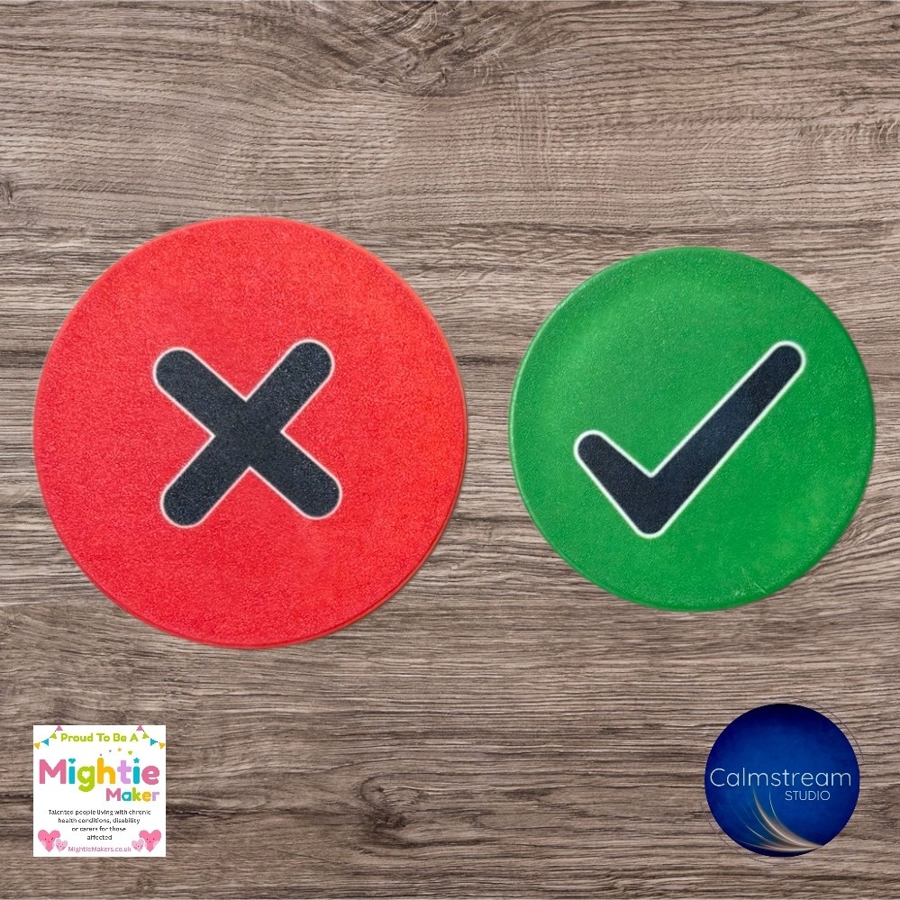 Double-Sided Communication Token for Children - Visual Yes/No or Happy/Sad Indicator - Image 3